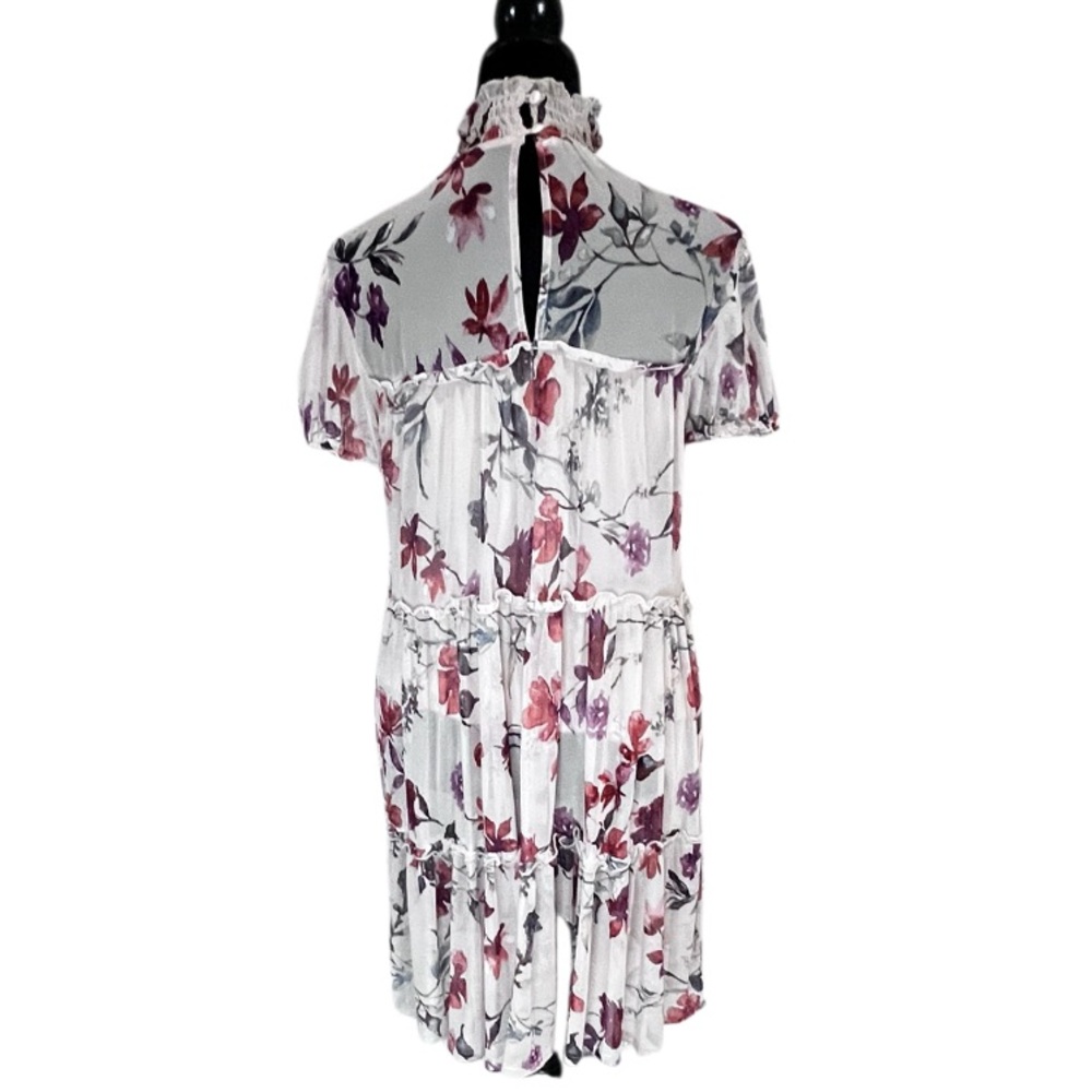 Kate & Lily Floral Mesh Ruffle Neck Tiered Dress Size 4 - Picture 4 of 9